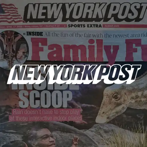 A newspaper front page showcasing family activities, indoor entertainment options, and an interactive indoor play area, featuring a lizard by the headline.