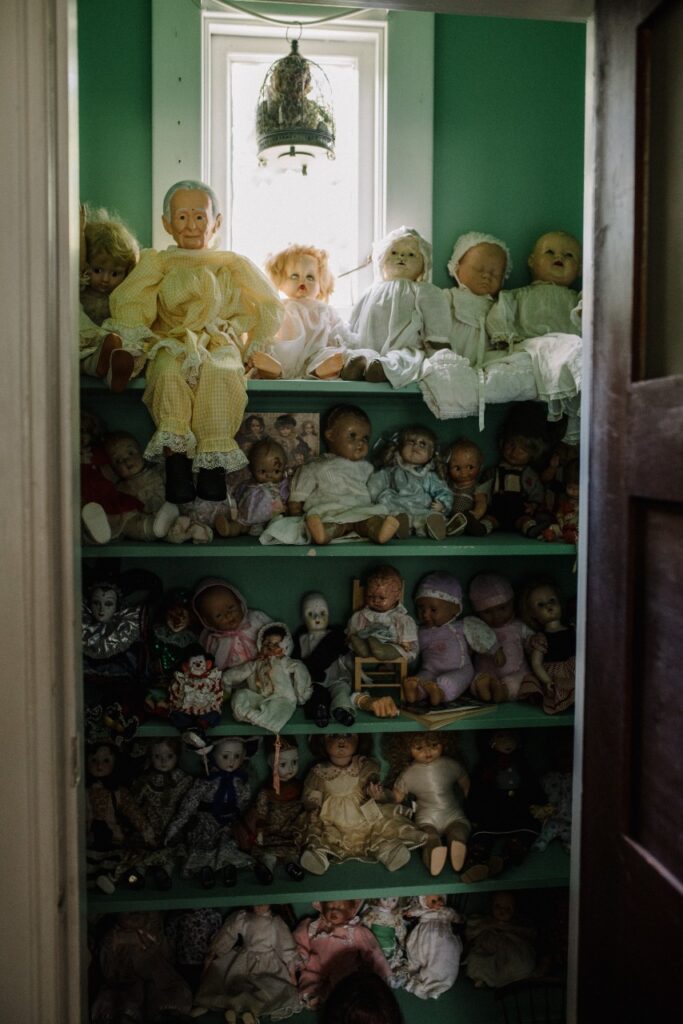 A closet of dolls at the Burn Brae Mansion in Sullivan County. 