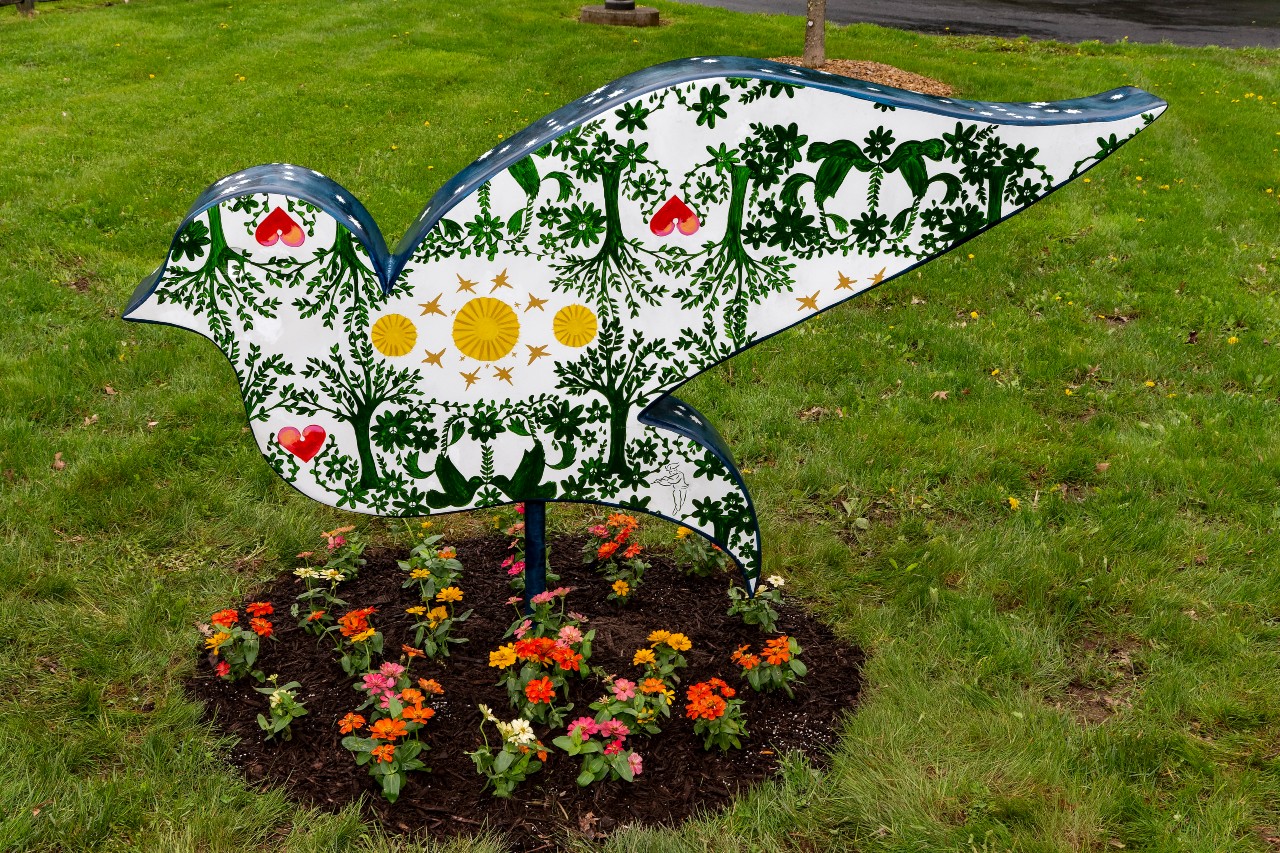 The painted dove at Bethel Woods as part of the Dove Trail.