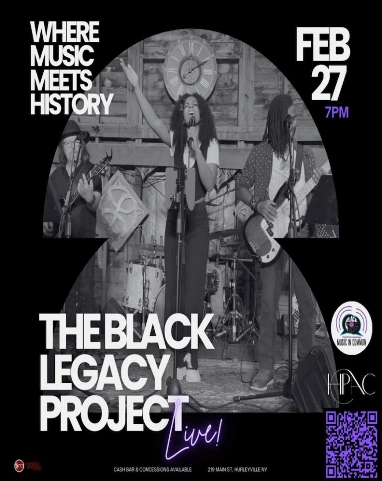 Promotional poster for a live music event featuring The Black Legacy Project on February 27 at 7 PM.
