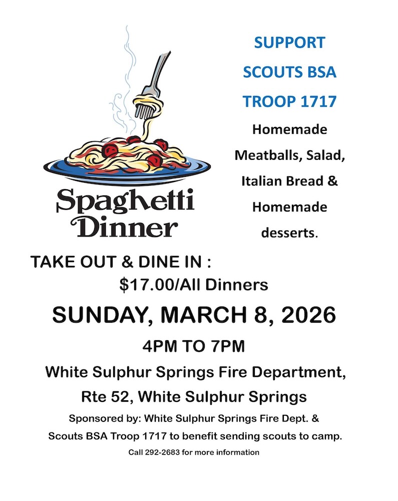 A flyer promoting a spaghetti dinner event for Scouts BSA Troop 1717, highlighting homemade meals and fundraising details.